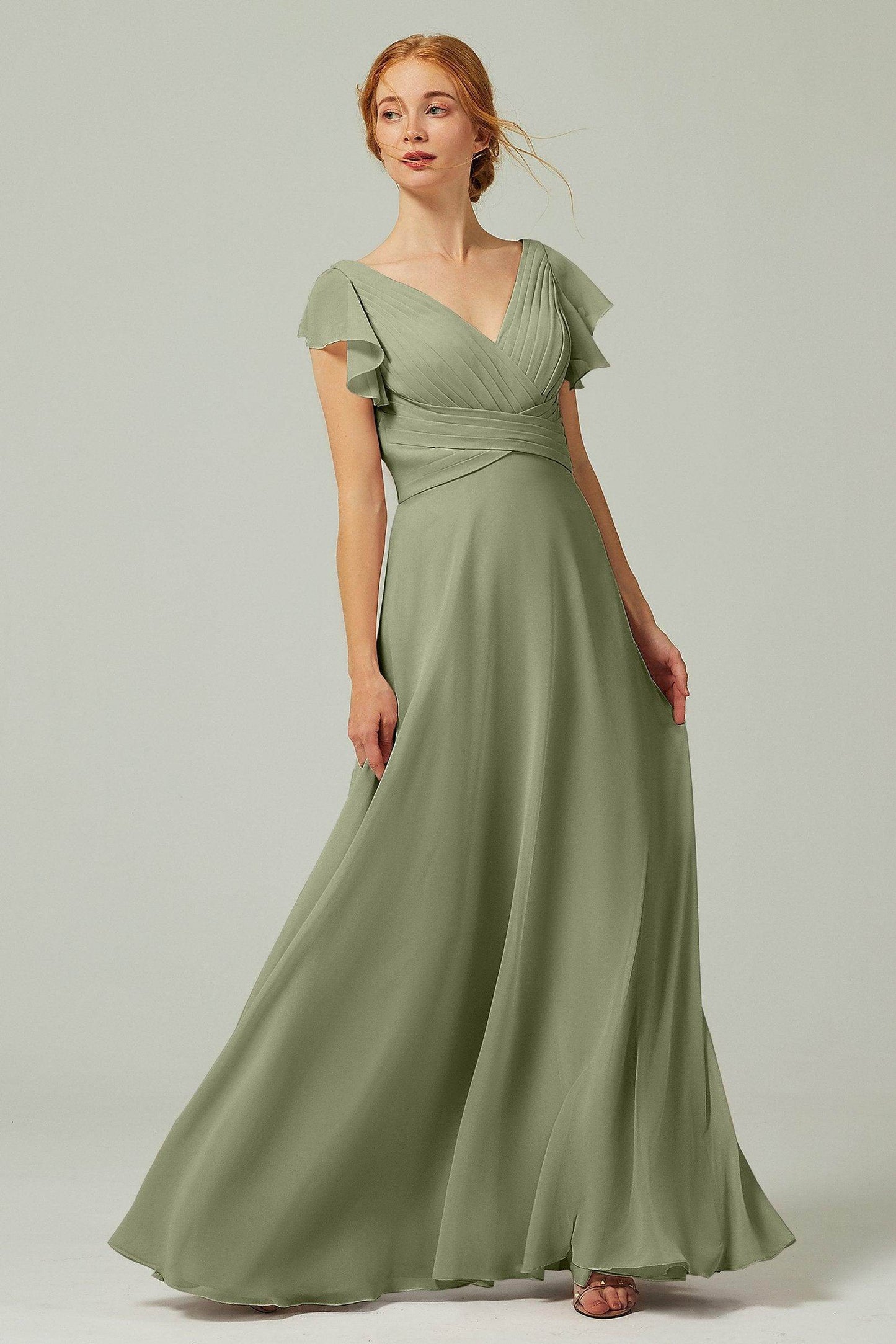 A-Line Floor Length Chiffon Bridesmaid Dress CB0302