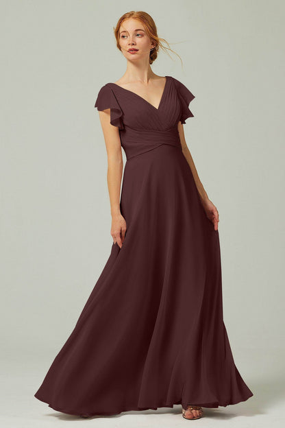 A-Line Floor Length Chiffon Bridesmaid Dress CB0302