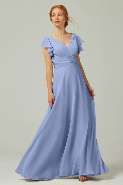 A-Line Floor Length Chiffon Bridesmaid Dress CB0302