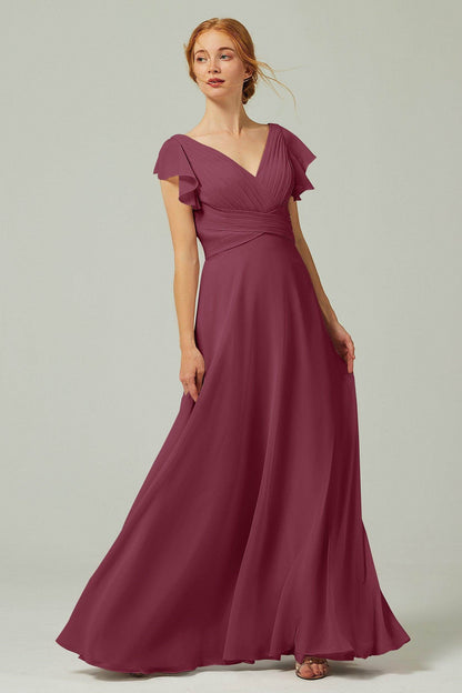 A-Line Floor Length Chiffon Bridesmaid Dress CB0302PS