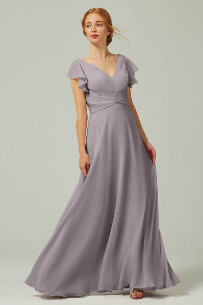 A-Line Floor Length Chiffon Bridesmaid Dress CB0302