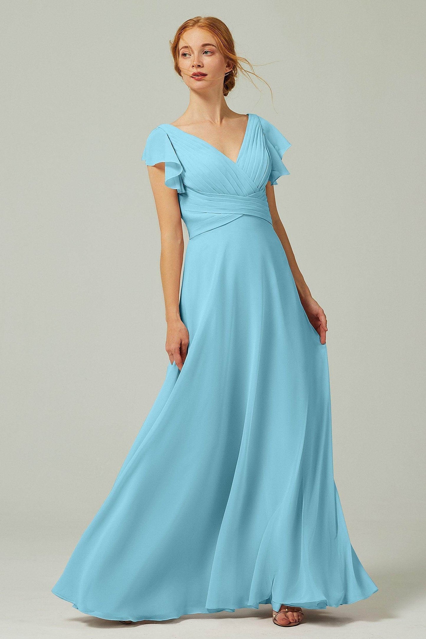 A-Line Floor Length Chiffon Bridesmaid Dress CB0302PS