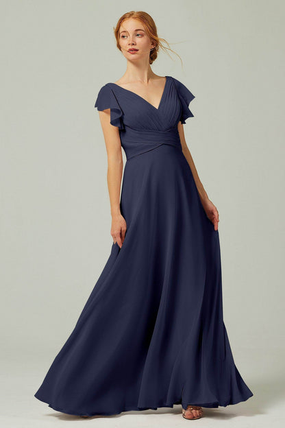 A-Line Floor Length Chiffon Bridesmaid Dress CB0302