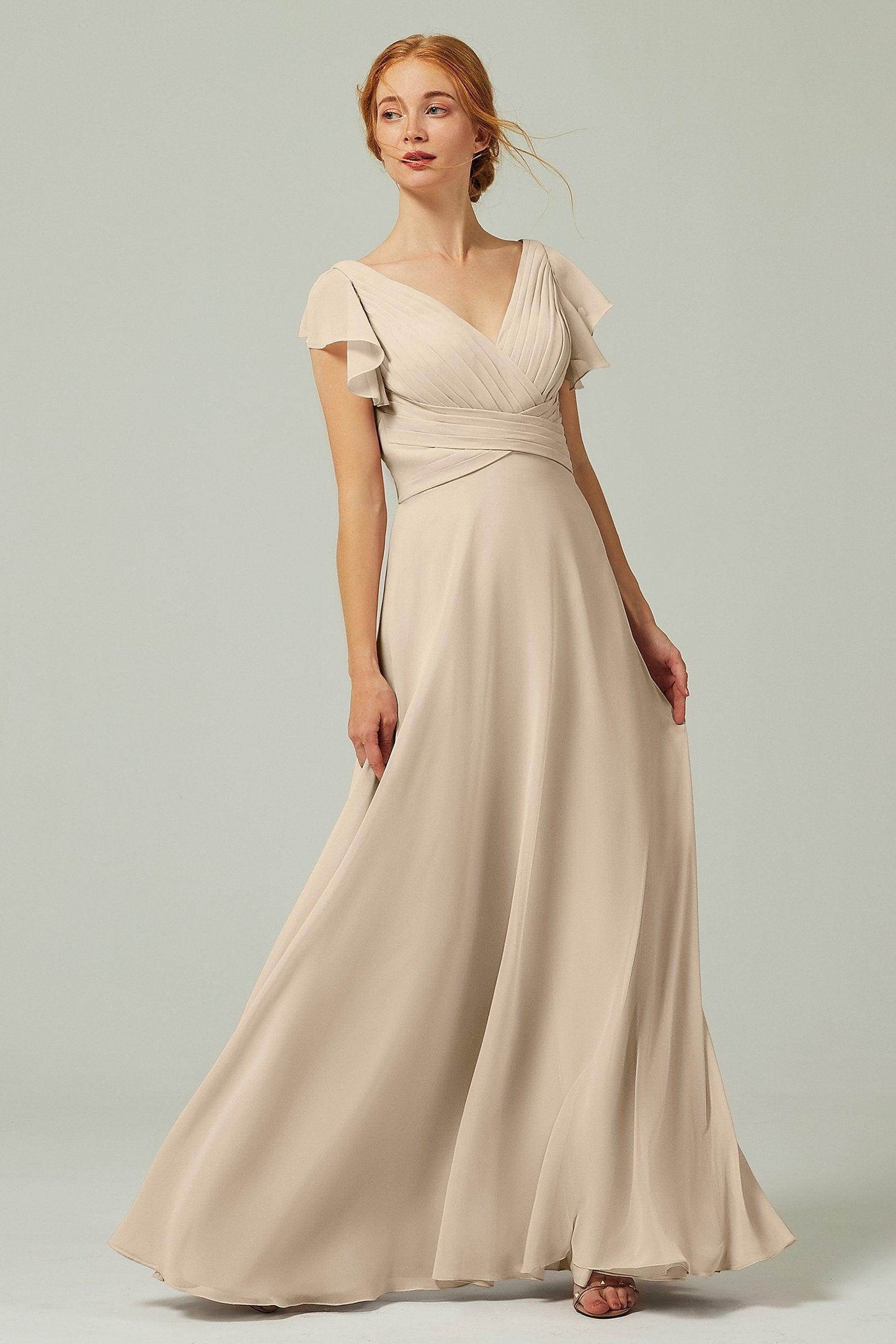 A-Line Floor Length Chiffon Bridesmaid Dress CB0302