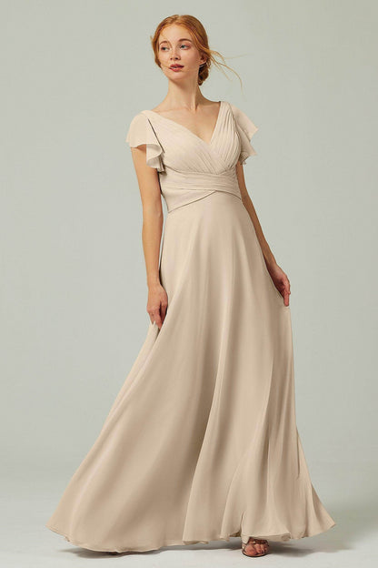 A-Line Floor Length Chiffon Bridesmaid Dress CB0302
