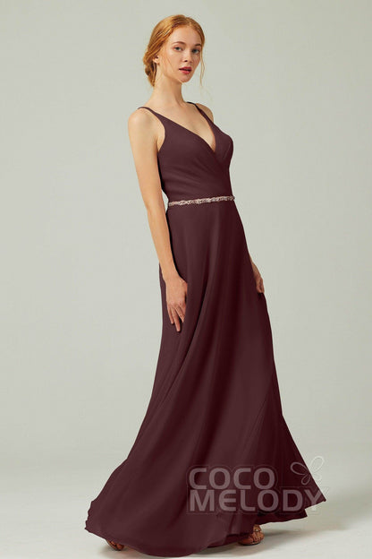 A-Line Floor Length Chiffon Bridesmaid Dress CB0303