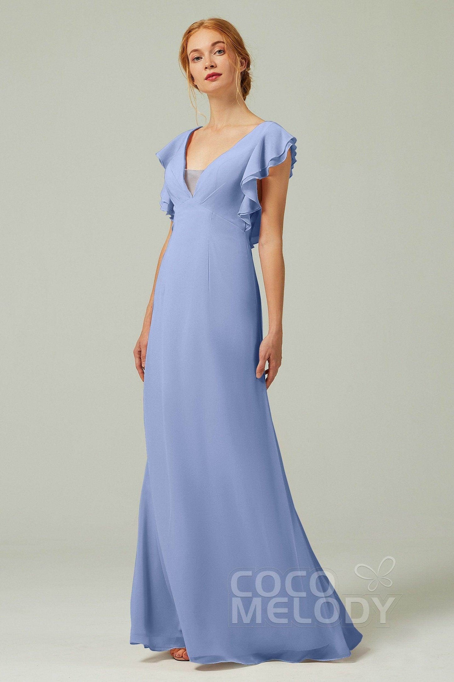 Sheath-Column Floor Length Chiffon Bridesmaid Dress CB0304