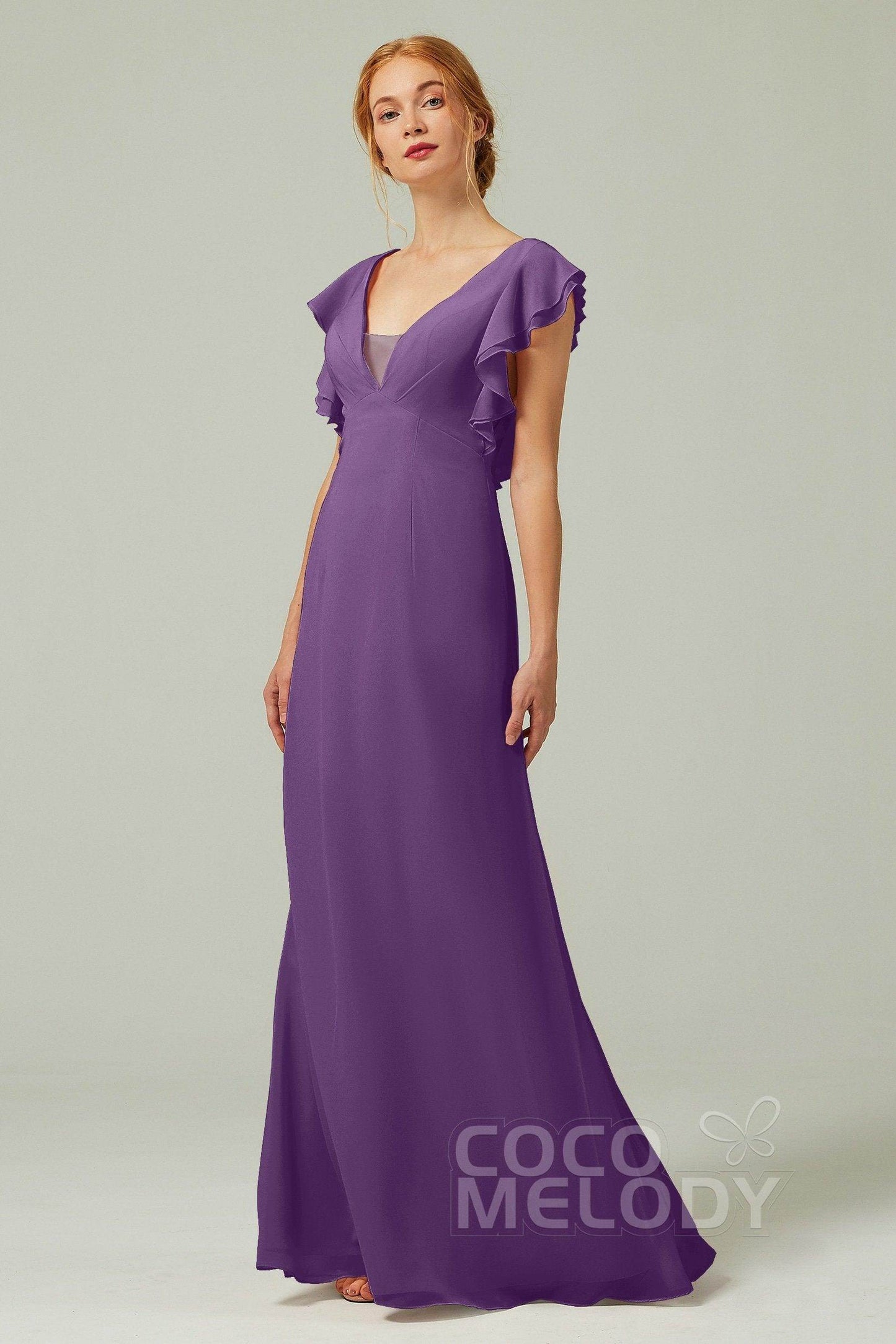 Sheath-Column Floor Length Chiffon Bridesmaid Dress CB0304