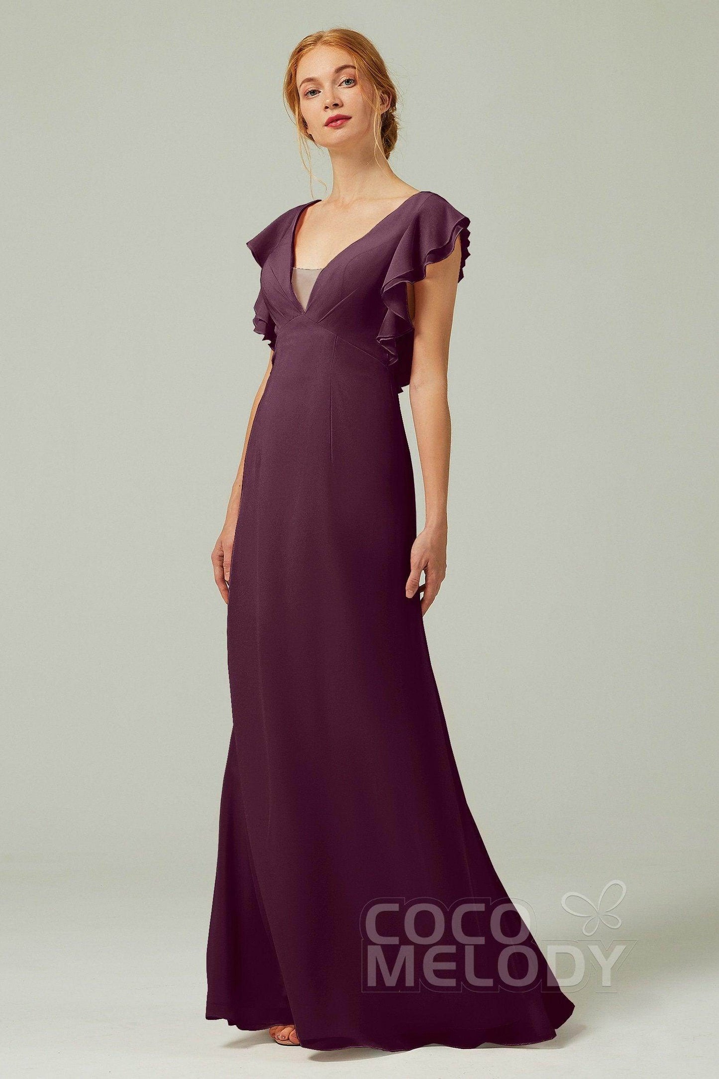 Sheath-Column Floor Length Chiffon Bridesmaid Dress CB0304