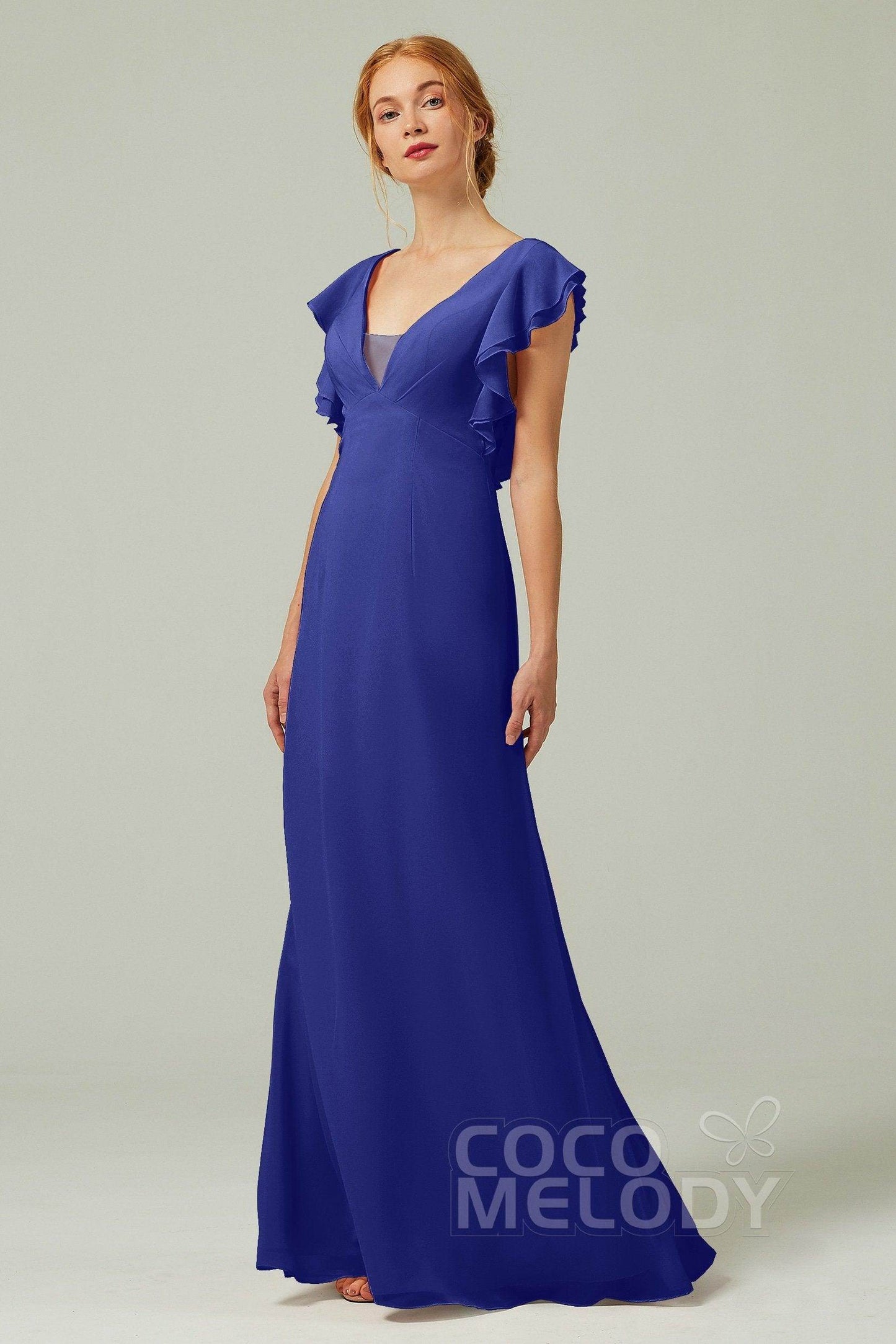 Sheath-Column Floor Length Chiffon Bridesmaid Dress CB0304