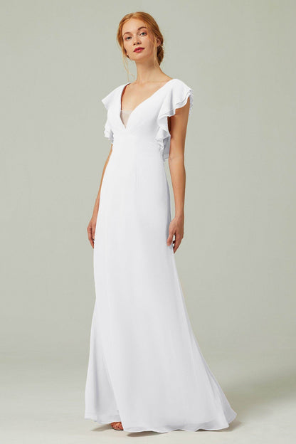 Sheath-Column Floor Length Chiffon Bridesmaid Dress CB0304