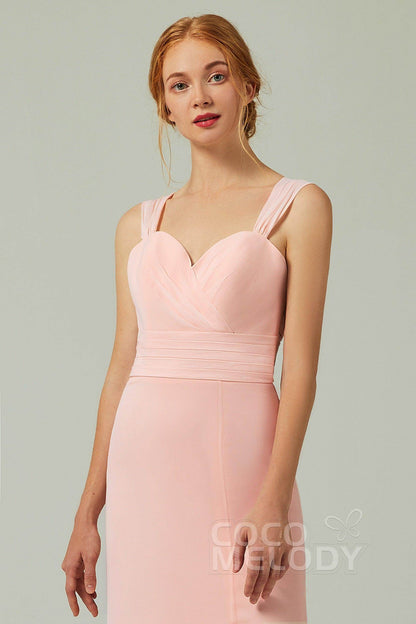 Sheath-Column Floor Length Chiffon Bridesmaid Dress CB0305