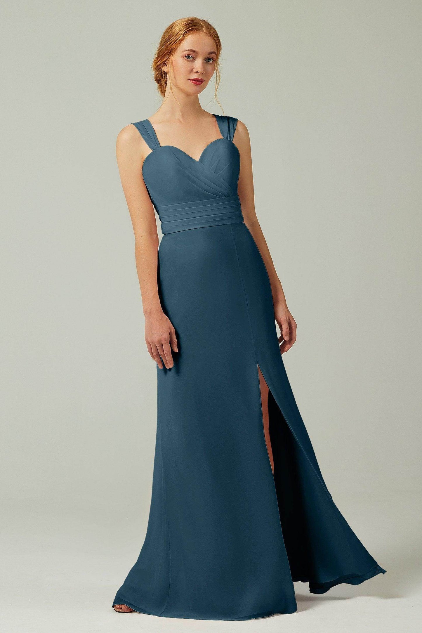 Sheath-Column Floor Length Chiffon Bridesmaid Dress CB0305