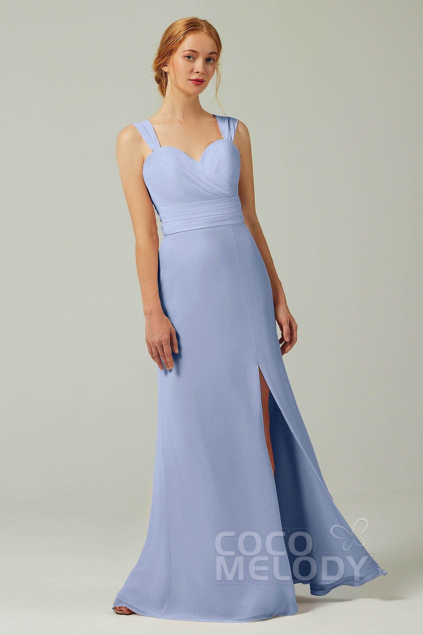 Sheath-Column Floor Length Chiffon Bridesmaid Dress CB0305
