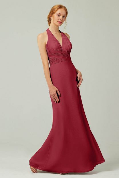 Sheath-Column Floor Length Chiffon Bridesmaid Dress CB0306