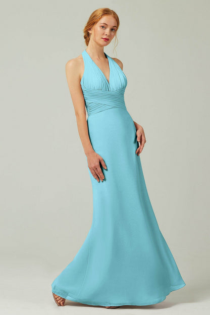 Sheath-Column Floor Length Chiffon Bridesmaid Dress CB0306