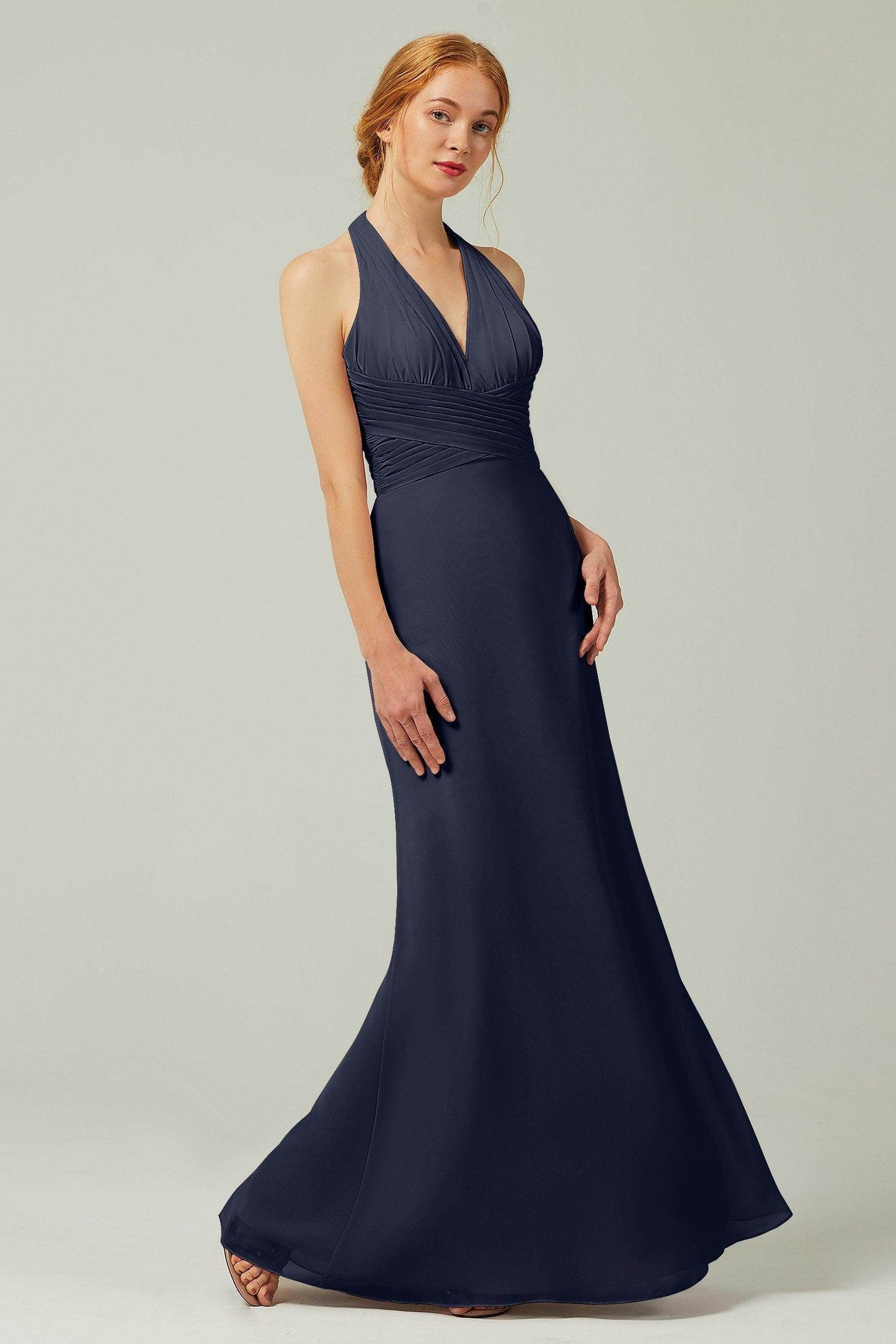 Sheath-Column Floor Length Chiffon Bridesmaid Dress CB0306