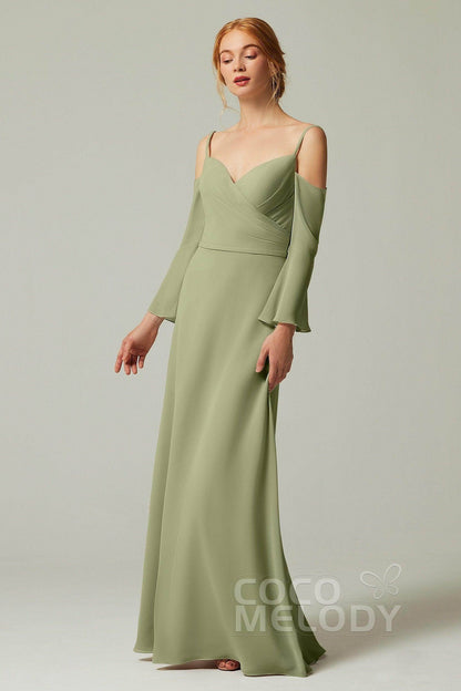 A-Line Floor Length Chiffon Bridesmaid Dress CB0307