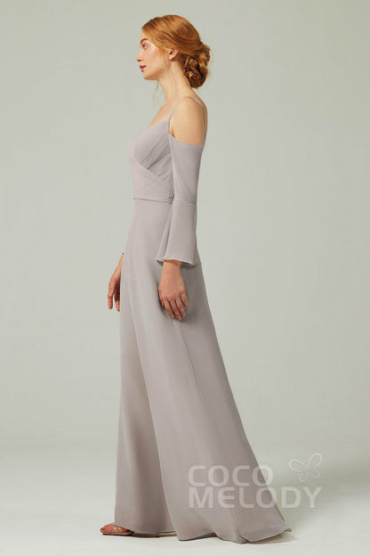 A-Line Floor Length Chiffon Bridesmaid Dress CB0307