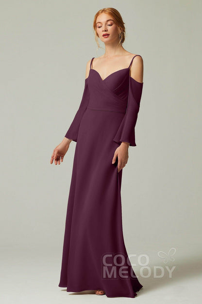 A-Line Floor Length Chiffon Bridesmaid Dress CB0307
