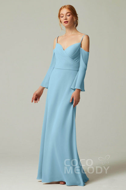 A-Line Floor Length Chiffon Bridesmaid Dress CB0307