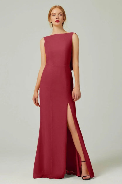Sheath-Column Sweep-Brush Chiffon Bridesmaid Dress Formal Dresses CB0310