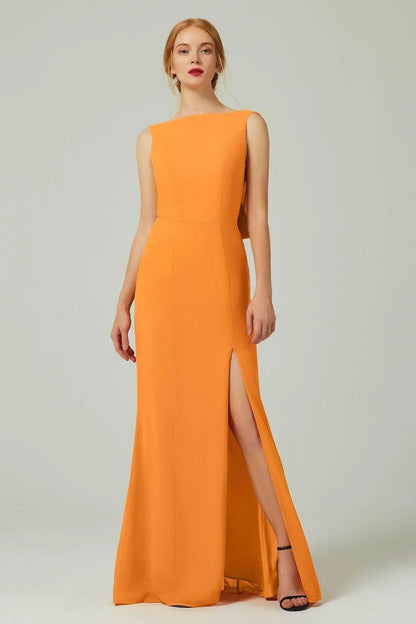 Sheath-Column Sweep-Brush Chiffon Bridesmaid Dress Formal Dresses CB0310PS