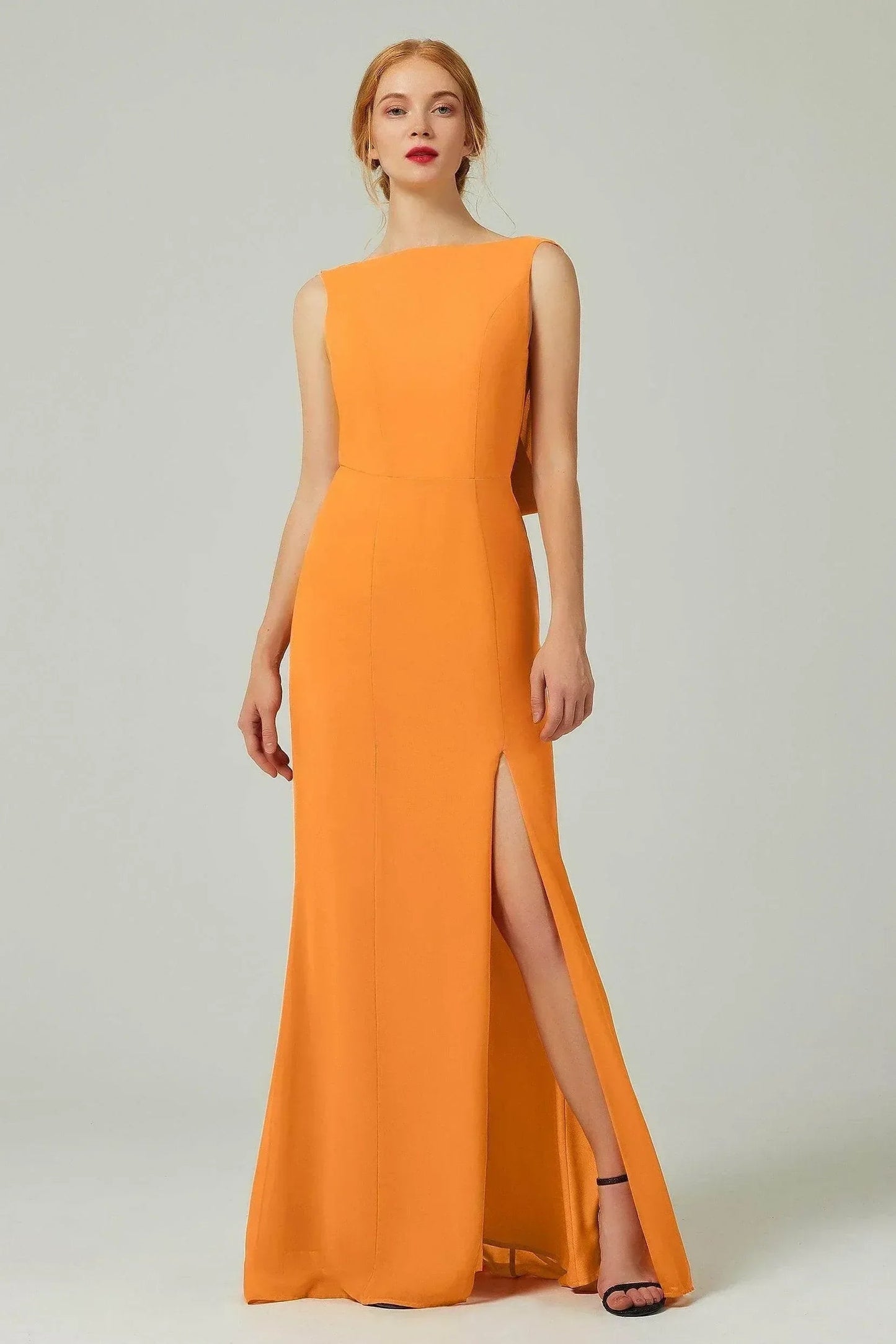 Sheath-Column Sweep-Brush Chiffon Bridesmaid Dress Formal Dresses CB0310PS