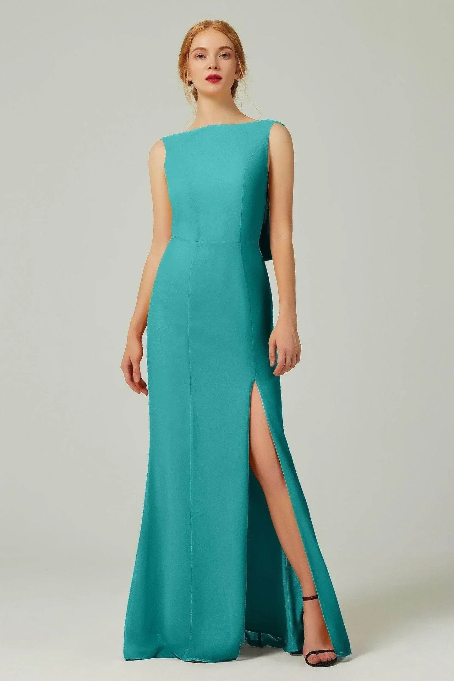 Sheath-Column Sweep-Brush Chiffon Bridesmaid Dress Formal Dresses CB0310PS