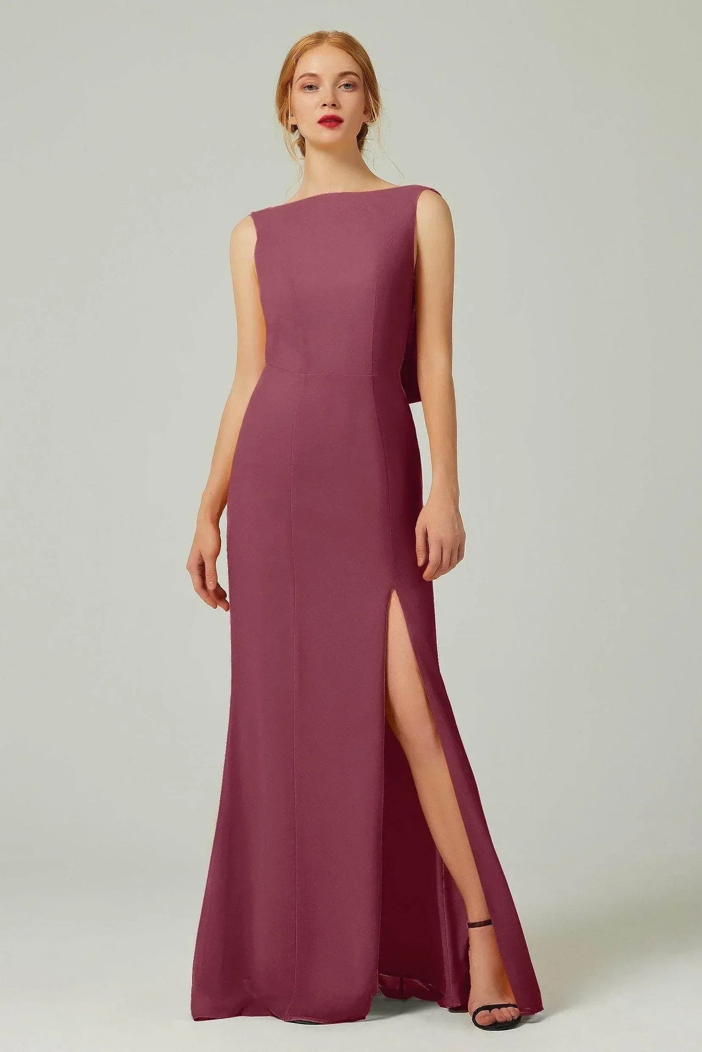 Sheath-Column Sweep-Brush Chiffon Bridesmaid Dress Formal Dresses CB0310PS
