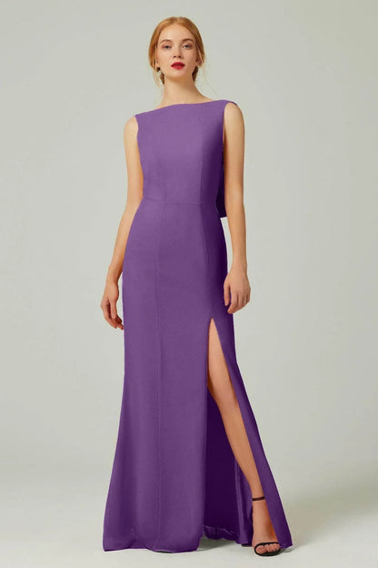 Sheath-Column Sweep-Brush Chiffon Bridesmaid Dress Formal Dresses CB0310PS