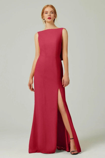 Sheath-Column Sweep-Brush Chiffon Bridesmaid Dress Formal Dresses CB0310PS