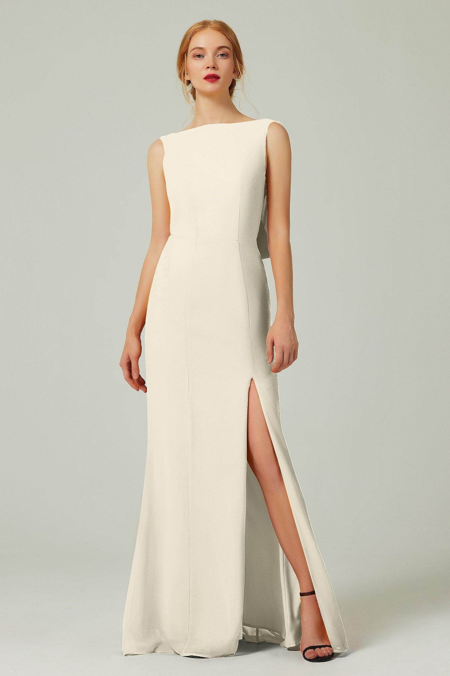 Sheath-Column Sweep-Brush Chiffon Bridesmaid Dress Formal Dresses CB0310