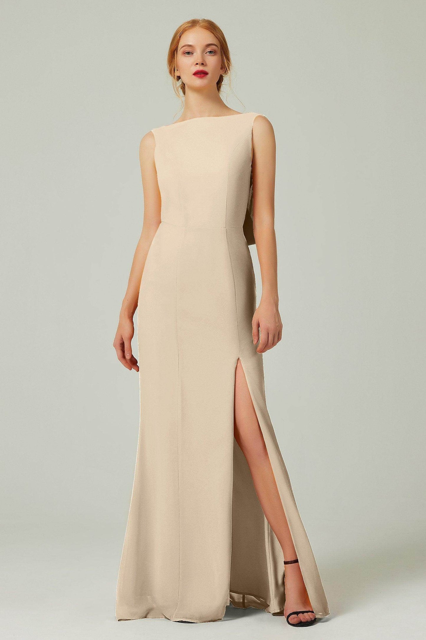 Sheath-Column Sweep-Brush Chiffon Bridesmaid Dress Formal Dresses CB0310PS