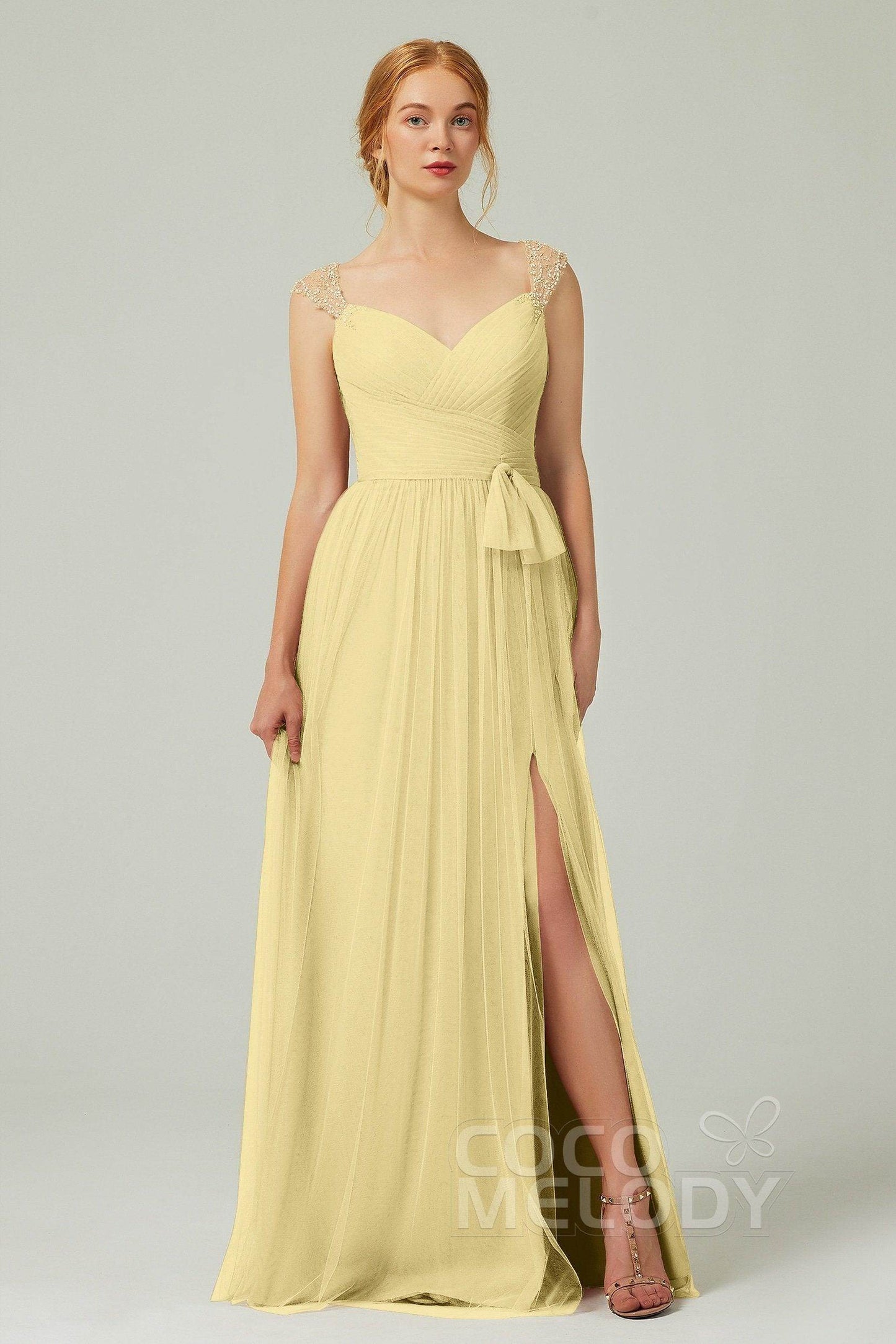 A-Line Floor Length Tulle Bridesmaid Dress CB0313