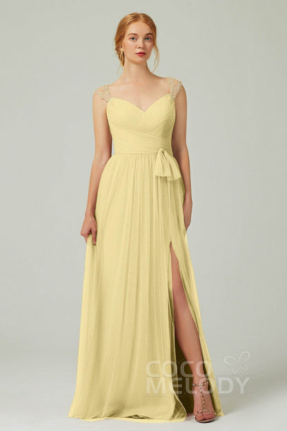 A-Line Floor Length Tulle Bridesmaid Dress CB0313PS
