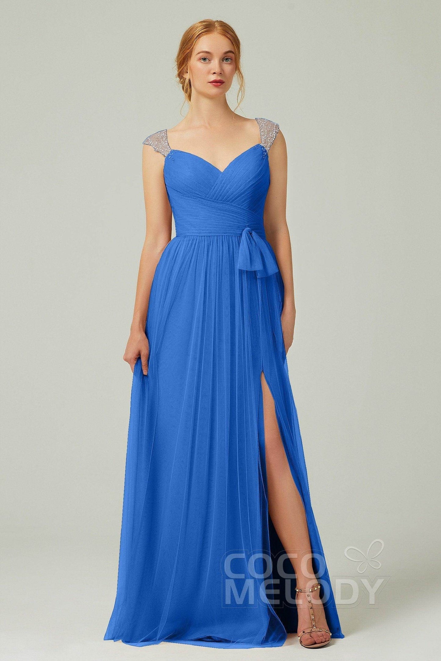 A-Line Floor Length Tulle Bridesmaid Dress CB0313