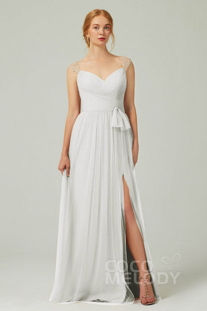 A-Line Floor Length Tulle Bridesmaid Dress CB0313