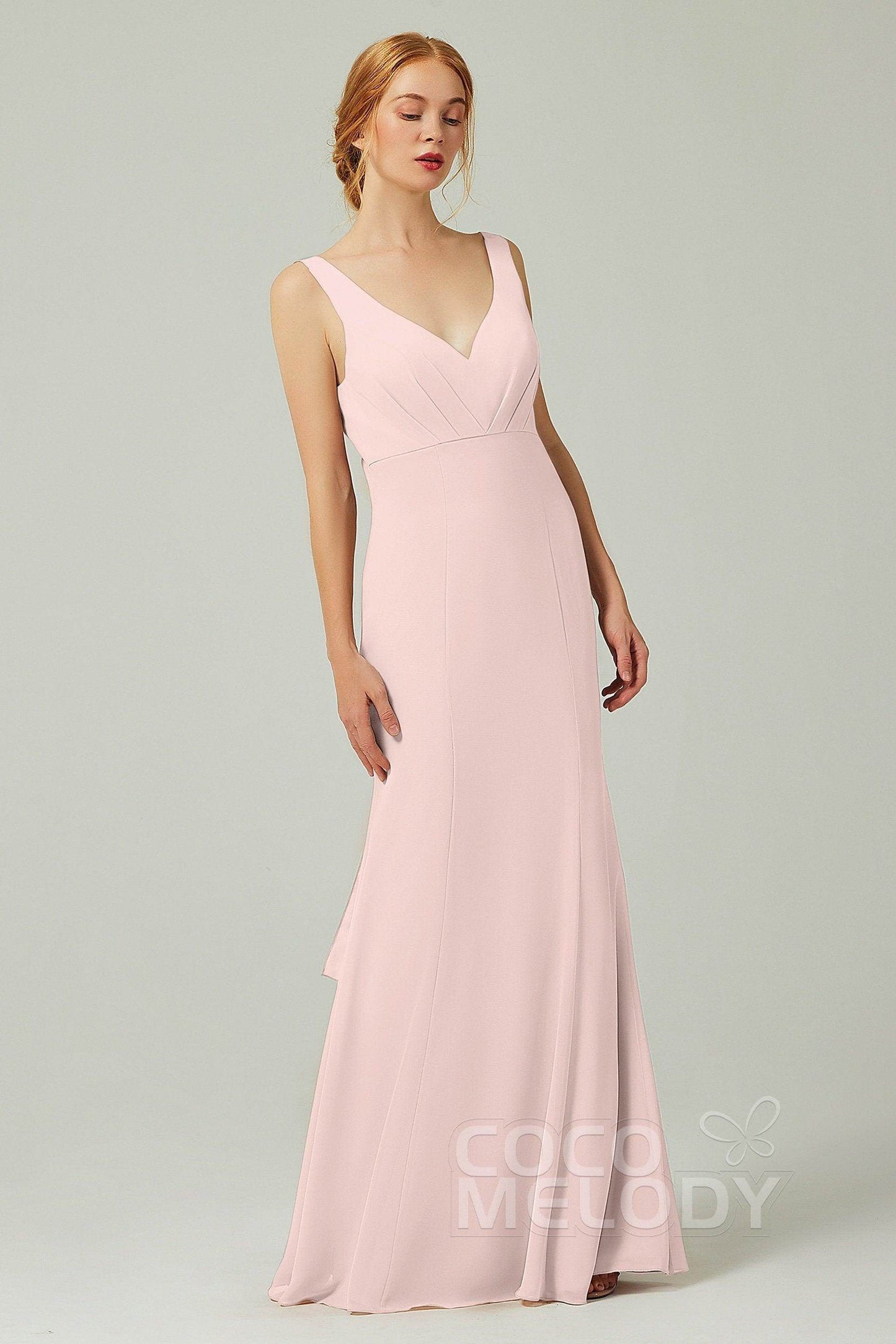 Sheath-Column Floor Length Chiffon Bridesmaid Dress CB0314