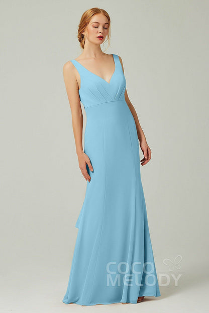 Sheath-Column Floor Length Chiffon Bridesmaid Dress CB0314