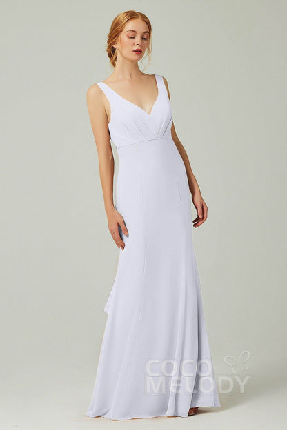 Sheath-Column Floor Length Chiffon Bridesmaid Dress CB0314