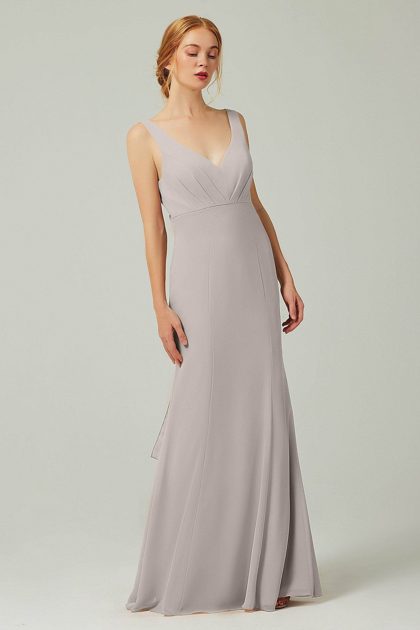 Sheath-Column Floor Length Chiffon Bridesmaid Dress CB0314