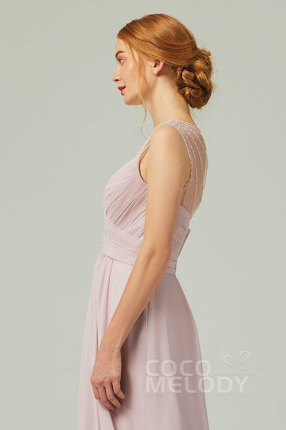 A-Line Floor Length Chiffon Bridesmaid Dress CB0316