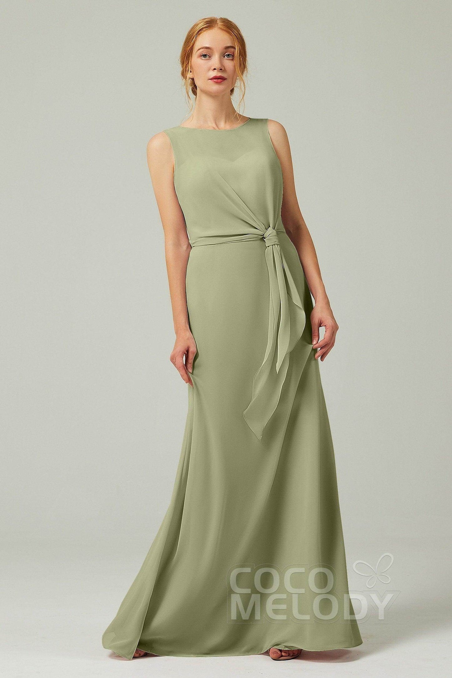 A-Line Floor Length Chiffon Bridesmaid Dress CB0317