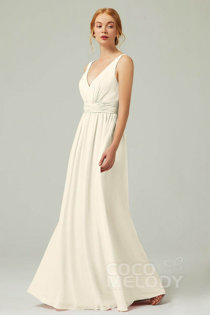 A-Line Floor Length Chiffon Bridesmaid Dress CB0318
