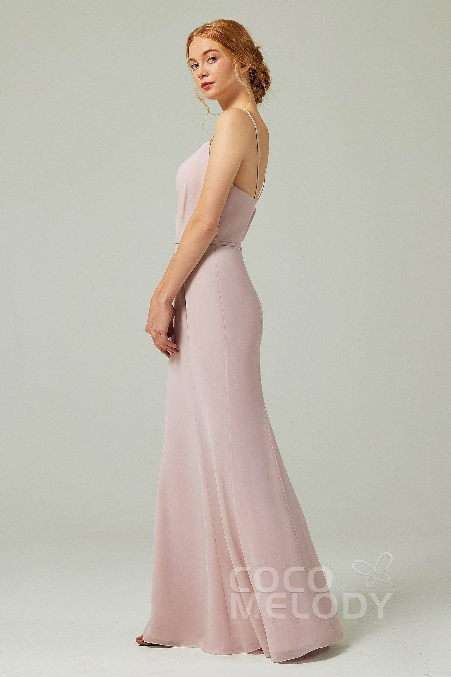 Trumpet-Mermaid Floor Length Chiffon Bridesmaid Dress CB0319