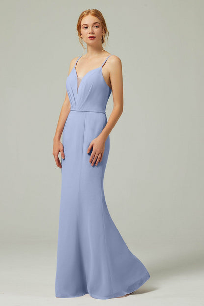 Trumpet-Mermaid Floor Length Chiffon Bridesmaid Dress CB0319