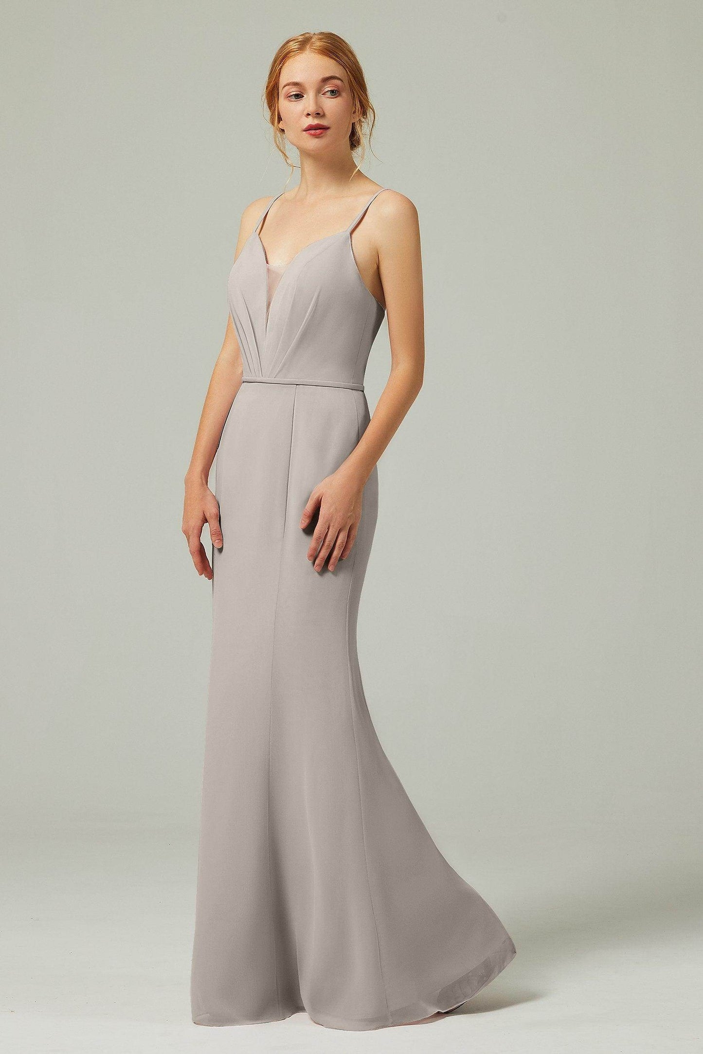 Trumpet-Mermaid Floor Length Chiffon Bridesmaid Dress CB0319