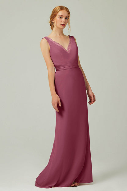 Sheath-Column Floor Length Chiffon Bridesmaid Dress CB0320