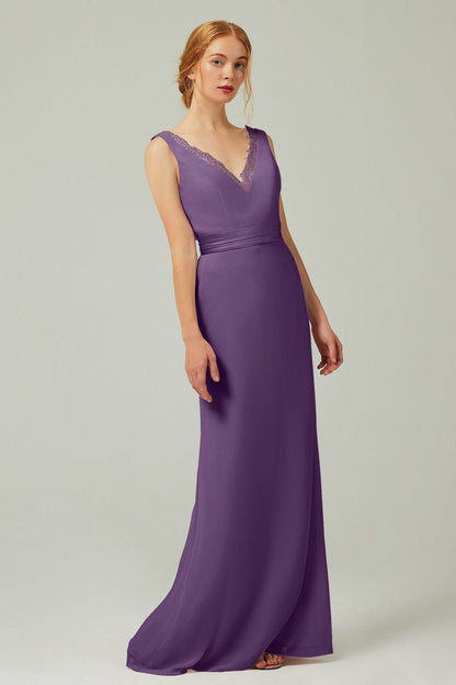 Sheath-Column Floor Length Chiffon Bridesmaid Dress CB0320